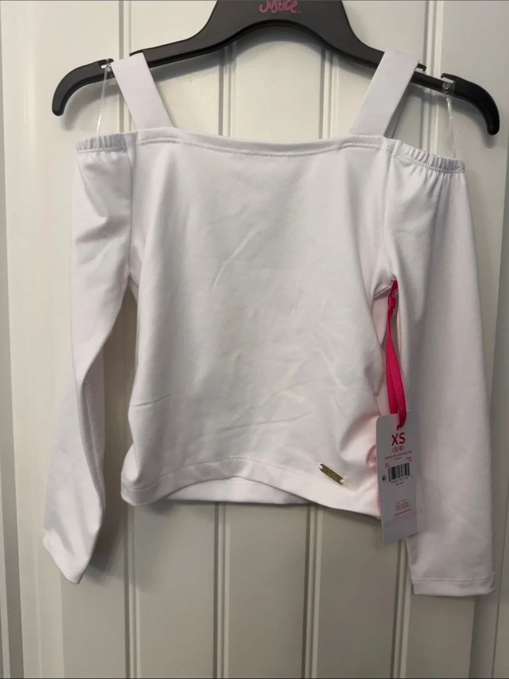 Justice Girls' White Off-Shoulder Long Sleeve Top size 5/6